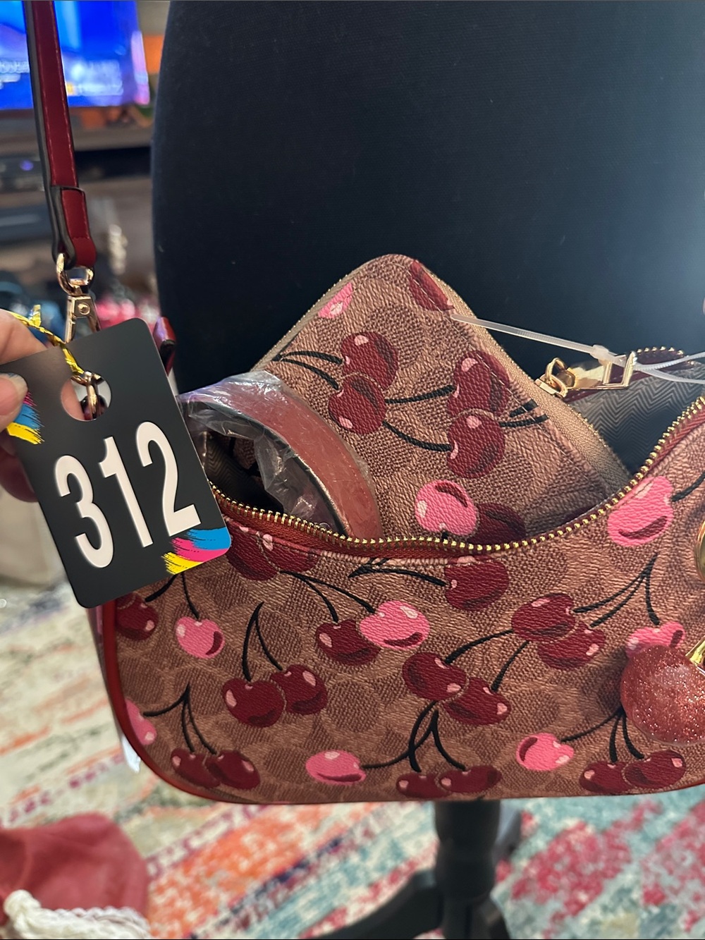 Cherry Print Crossbody in Red and Pink - Picture 9 of 9